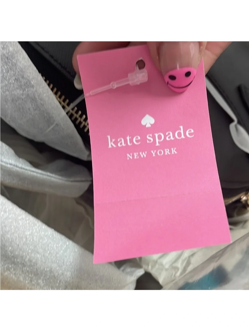 kate spade Black Leather Dome Backpack with Gold Logo